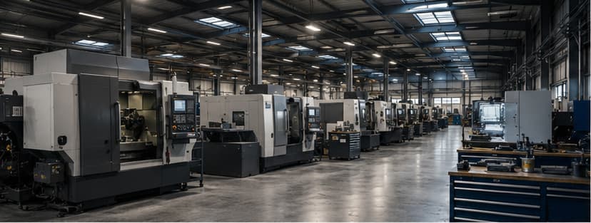 Werkzeugmaschinen verschiedener Hersteller in moderner industrieller Fertigung