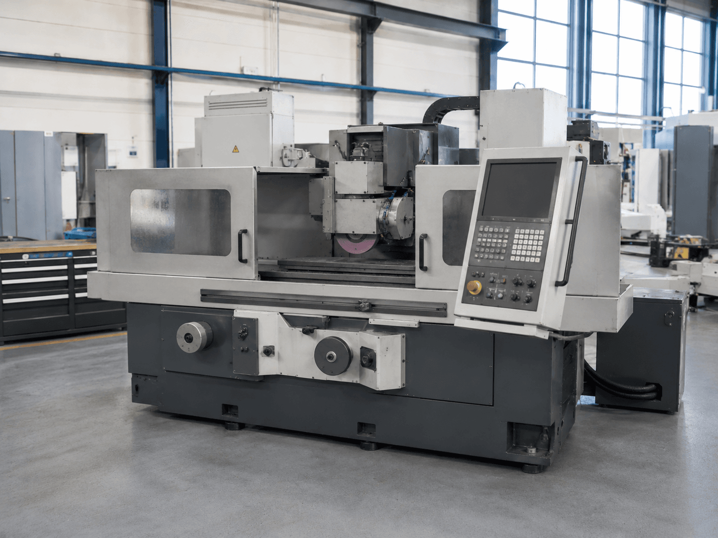 Gebrauchte Schleifmaschine in professioneller Werkhalle