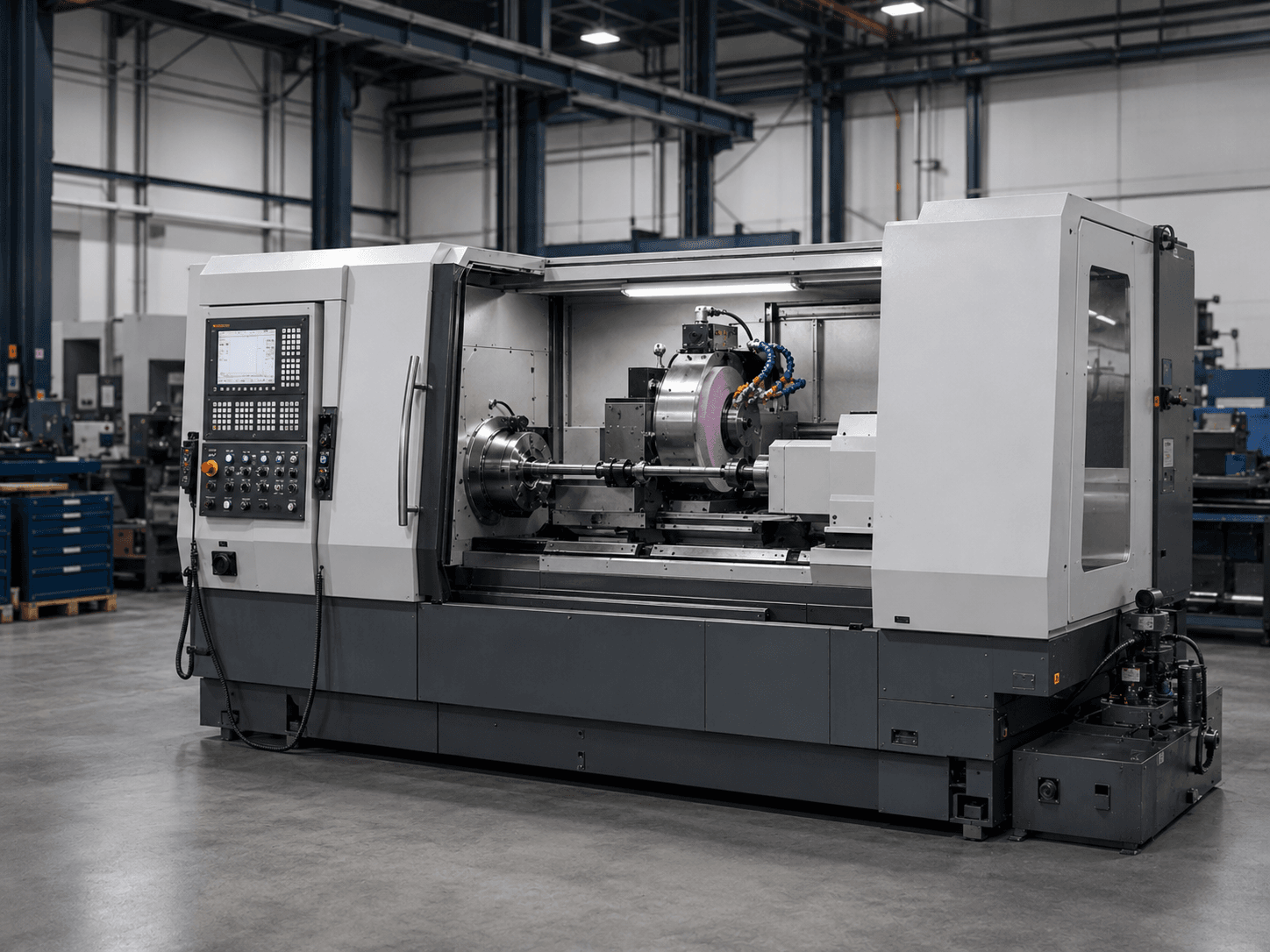 Schleifmaschine in professioneller Werkhalle